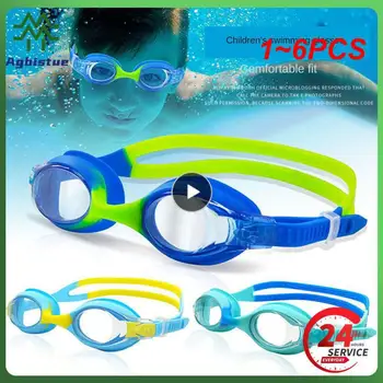 1-6 шт., профессиональные красочные детские Силиконовые очки для плавания, Противотуманные, УФ-очки для плавания, Водонепроницаемые силиконовые очки для плавания