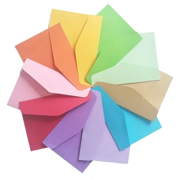 100 мини-конвертов из 10 цветов, конверты для подарочных карт, свадебные конверты или визитная карточка