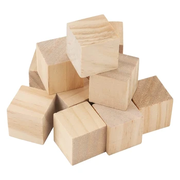 100 ШТ блоков размером 1 X 1 X 1 дюйм из натурального дерева, объемных маленьких квадратных деревянных блоков для поделок своими руками