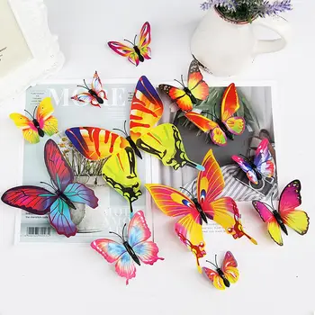 12ШТ наклейки с бабочками, декоративные бабочки для вечеринки по случаю Дня рождения, тематический декор для вечеринки в стиле 3D бабочки, свадьба