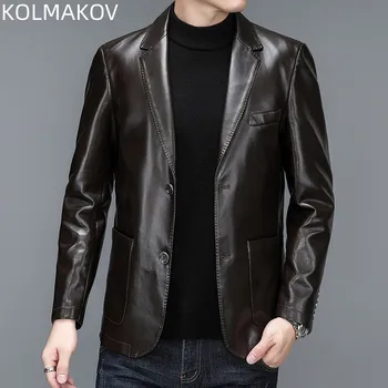 2023 весна, новый стиль, Мужские куртки, утепленная куртка из искусственной Кожи, осенняя мужская приталенная модная куртка, полный размер M-4XL JK162