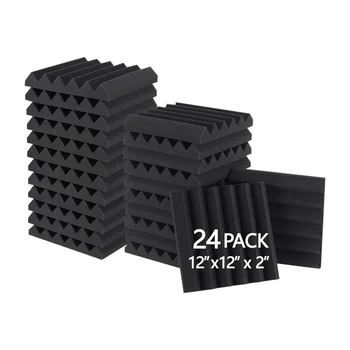 24 упаковки звуконепроницаемых пенопластовых панелей 2x12x12 дюймов, звукоизоляционная пена для шумоподавления и шумоподавления