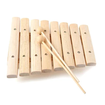 2X Детей Дети натуральное дерево Деревянный 8 тональный ксилофон Ударная игрушка Музыкальный инструмент для развития детской музыки