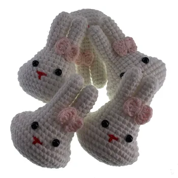 2шт ручной работы Вязаный крючком 3D хлопковый кролик для шитья шпильки Детская одежда вязаный брелок своими руками Аксессуары для украшения подвески