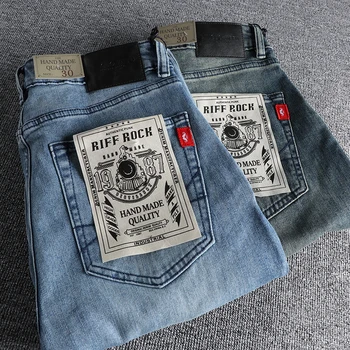 3622 # Four Seasons Новые свободные прямые джинсы в британском стиле в стиле ретро, мужские модные повседневные брюки длиной до щиколоток из 100% хлопка, выстиранные из старых тканей