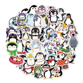 50шт Двухстильные наклейки с милыми мультяшными животными-Пингвинами для детских поделок Скейтборд Багаж Ноутбук Украшения Наклейки Игрушки