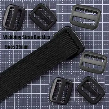 5шт 25 мм Лямка Пряжка для ремня Высококачественный Черный пластиковый Съемный крючок Слайдер Застежка Детали спортивной сумки