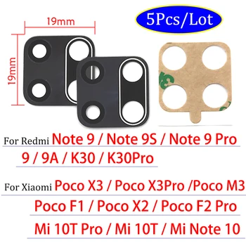 5шт Оригинальный Стеклянный Объектив Задней Камеры Для Xiaomi Mi Note 10 10T Lite Pro/Poco F2 Pro F1 X2 X3 M3 Redmi 9A Note 11 9 9S 9 k30 Pro