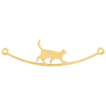 5шт Подвески-подвески с выгуливающимся котом для изготовления ювелирных изделий Из нержавеющей стали, Объемные находки животных, ожерелье, браслеты ручной работы, поставки
