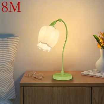 8M Nordic LED Настольная Лампа Креативное Настольное Освещение Из Зеленого Стекла В Скандинавском Стиле Современный Декор Для Дома, Гостиной, Спальни, Прикроватной Тумбочки