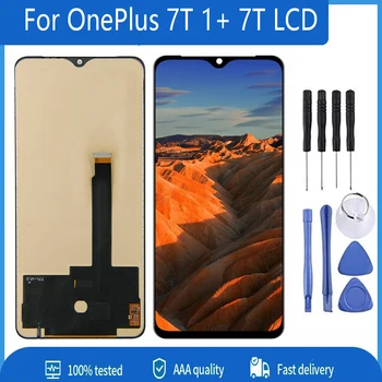 AMOLED / TFT Черный 6,55 Дюйма Для OnePlus 7T 1 + 7T ЖК-дисплей С Сенсорным Экраном, Дигитайзер, Замена панели В сборе