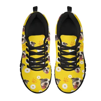 INSTANTARTS Yellow Puppy 3D Принты Уличная спортивная обувь для женщин и мужчин, сетчатая дышащая повседневная обувь, Универсальная обувь на плоской подошве