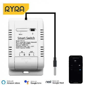 Rf433 Интеллектуальный Термостат Wifi Работает С Alexa Home 16a Водонепроницаемым Голосовым Управлением Tuya Smart Temperature Switch