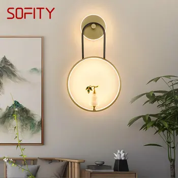 SOFITY Латунный настенный светильник в китайском стиле, светодиодный, 3 цвета, Винтажный Креативный светильник-бра из Тыквы для дома, гостиной, Прикроватной тумбочки для спальни