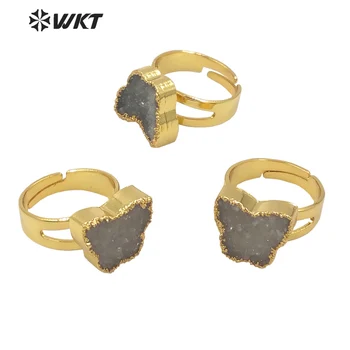 WT-R377 2021 Новый Супер красивый изысканный стиль бабочки кольцо из натурального камня золотое открывающееся регулируемое кольцо подарок подруге