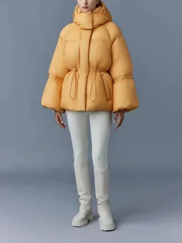 y2k осенне-зимняя женская куртка на белом гусином пуху, утолщенная теплая куртка с капюшоном, корейская модная куртка с защитой от холода и завышенной талией для женщин