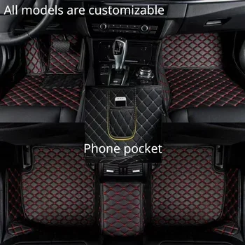 Автомобильные коврики на заказ для Jeep Commander 2018-2022 годов выпуска из искусственной кожи, карман для телефона, Ковер, Аксессуары для салона автомобиля