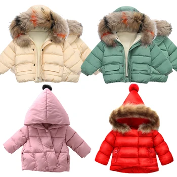 Детская верхняя одежда с капюшоном, зимняя теплая куртка-пуховик для маленьких девочек и мальчиков, однотонная хлопковая куртка для девочек и мальчиков, повседневные пальто, одежда для младенцев