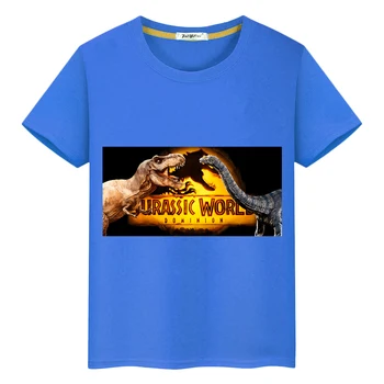 Детская футболка с динозавром из 100% хлопка y2k, Летние Футболки с аниме one piece Jurassic World Dominio, Короткие Топы С принтом, одежда для мальчиков и девочек