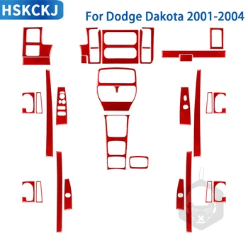 Для Dodge Dakota 2001-2004 Аксессуары Красный карбоновый чехол для салона автомобиля Дверная ручка Подстаканник Наклейка для отделки воздуховыпускной панели