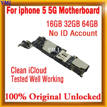 Для iPhone 5 Материнская плата С Системой IOS 16 ГБ/32 ГБ/ 64 ГБ Пластина 100% Оригинальная Разблокированная для Iphone 5 Материнская плата С полным Набором Чипов MB