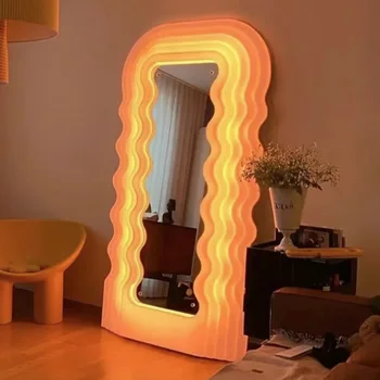 Душевое декоративное зеркало на стену со светодиодной подсветкой Напольное зеркало для макияжа в полный рост Спальня Crafts Deco Chambre Home Design YX50DM