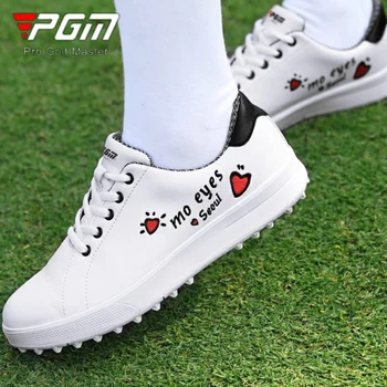 Женская обувь для гольфа PGM, женские водонепроницаемые нескользящие кроссовки, женская дышащая обувь для гольфа на шнуровке, повседневная маленькая белая обувь 35-40