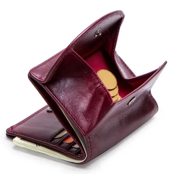 Женский кошелек из воловьей кожи с верхним слоем, модная маленькая сумка для карт в Европе и Америке