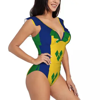 Женский цельный купальник с флагом Сент-Винсента и Гренадин, Сексуальный купальник с рюшами, летняя пляжная одежда, купальник для похудения