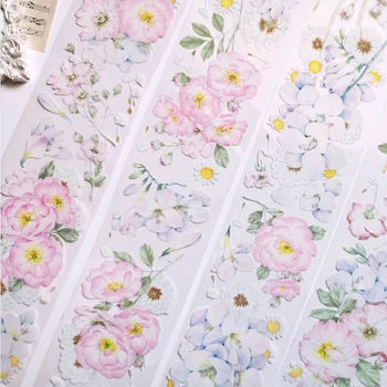 Журнал для украшения из ленты Pink Rose Garden Floral Shell Light Shiny PET Washi Tape