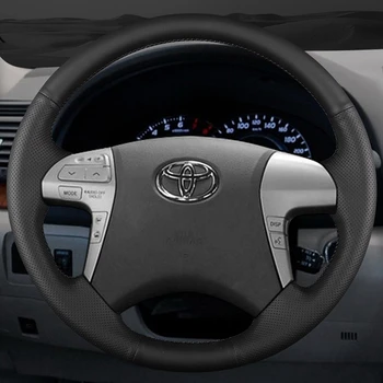 Изготовленный на заказ чехол для оплетки рулевого колеса автомобиля из натуральной кожи 100% подходит для Toyota Highlander Toyota Camry 2007-2011 Автомобильные аксессуары