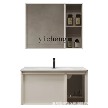 Комбинированный шкаф для ванной комнаты XL Керамический Цельный умывальник Стеклянная дверца зеркального шкафа Умывальник для умывания