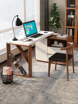 Компьютерный стол в скандинавском стиле, простой современный угловой стол для спальни, книжный шкаф, комбинированный домашний стол