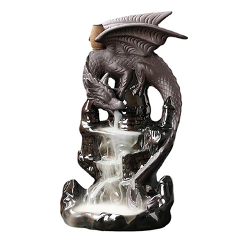Курильница с водопадом ABHU Incense, Керамический декоративный дракон, конус для смешанных благовоний с водопадом, декор для курительной комнаты