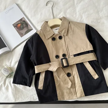 Куртки для девочек, пальто, Ветрозащитная верхняя одежда, хлопок 2023, весенне-осеннее пончо, ветрозащитная одежда для малышей, детская одежда