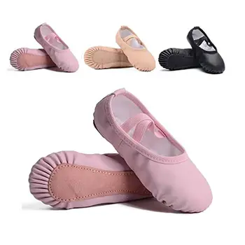 Легкие балетные туфли из искусственной кожи, размер 32-40, обувь для йоги на полной подошве, мягкая танцевальная обувь без шнурков, детская обувь