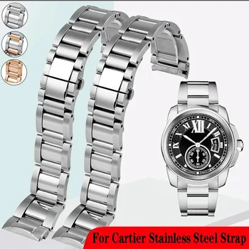 Металлические браслеты для часов, мужские ремешки для часов из нержавеющей стали, модный Женский ремешок для часов Cartier W7100015 W7100036, аксессуары 23 мм