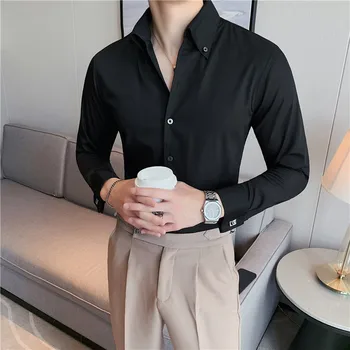 Модная мужская рубашка высокого качества с длинным рукавом, Весна-осень, Новая уличная одежда, Корейская одежда, Деловое Повседневное пальто, топ 2023 Y38
