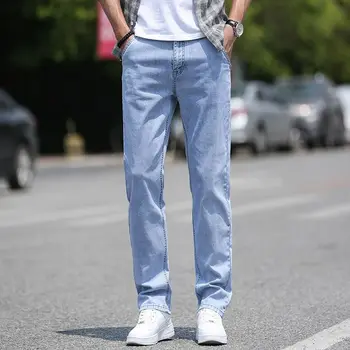 Мужские брюки Весенне-летние брюки 2023, новые мужские джинсы, свободные повседневные брюки с прямыми штанинами, тонкие мужские джинсы в стиле модерн