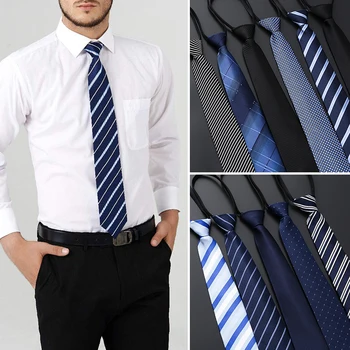 Мужской галстук на молнии Fashio, мужской жаккардовый галстук, ленивый галстук, классический модный подарок на свадьбу, повседневная одежда, черно-серый костюм, галстуки