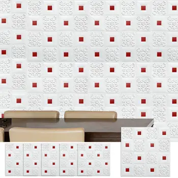 Наклейка на стену из пенопласта, эластичная наклейка на стену из пенопласта, Потрясающая 3D-плитка для стен, превращающая ванную кухню в текстурированную