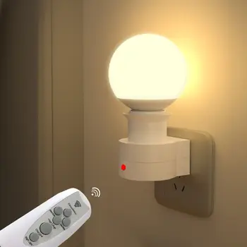 Настройка времени с помощью выключателя, вставляемая в стену розетка, Прикроватная лампа для спальни, Держатель лампы, светодиодные лампы с дистанционным управлением