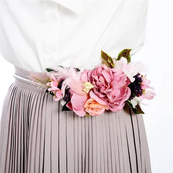 Нежные цветочные пояса, винтажный пояс с цветами для дам, элегантная женская мода, золотая / серебряная металлическая цепочка