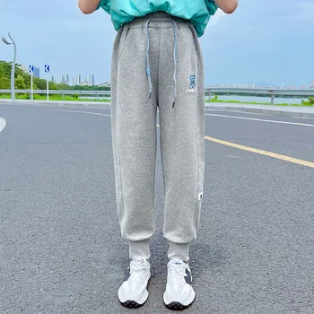 Новая одежда для девочек Весенняя уличная мода Спортивные брюки с эластичной резинкой на талии Корейские повседневные брюки Детская одежда для подростков 4-14 лет