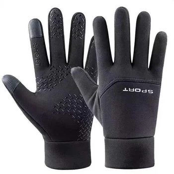 Новые Зимние Теплые черные водонепроницаемые перчатки с полными пальцами для велоспорта, спорта на открытом воздухе, бега, мотоцикла, лыж, флисовых перчаток с сенсорным экраном