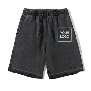 Одежда Y2K с логотипом на заказ, винтажные черные шорты из 100% хлопка, мужская одежда в стиле хип-хоп, панк, летние ретро унисекс, брюки оверсайз