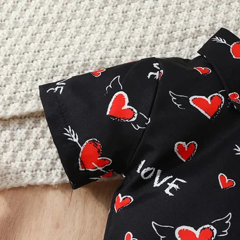 Одежда Для новорожденных мальчиков на День Святого Валентина, мужские ползунки, одежда для комбинезонов с короткими рукавами Love Heart