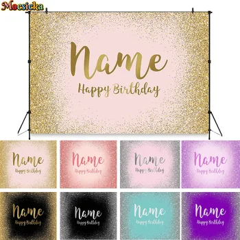 Персонализированное пользовательское имя, фон для украшения с Днем рождения, баннер с золотыми точками, декор с блестками, реквизит, фотография для душа ребенка