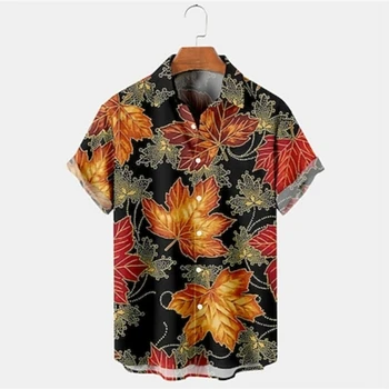 Повседневная мужская рубашка Maple Leaf 3d pring Уличная повседневная повседневная осенняя рубашка с коротким рукавом с отложным воротником