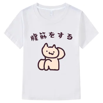 Повседневные Милые Аниме-футболки One Cat с коротким рукавом, Футболка Kawaii Manga, Модная футболка из 100% хлопка с Рисунком для мальчиков/девочек